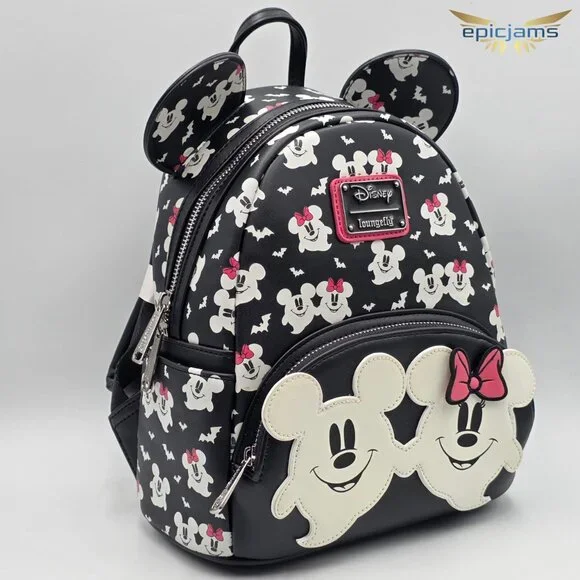 Loungefly Disney Mickey & Minnie Mouse Ghostly Glow-in-the-Dark Mini Backpack Se - Picture 3 of 9